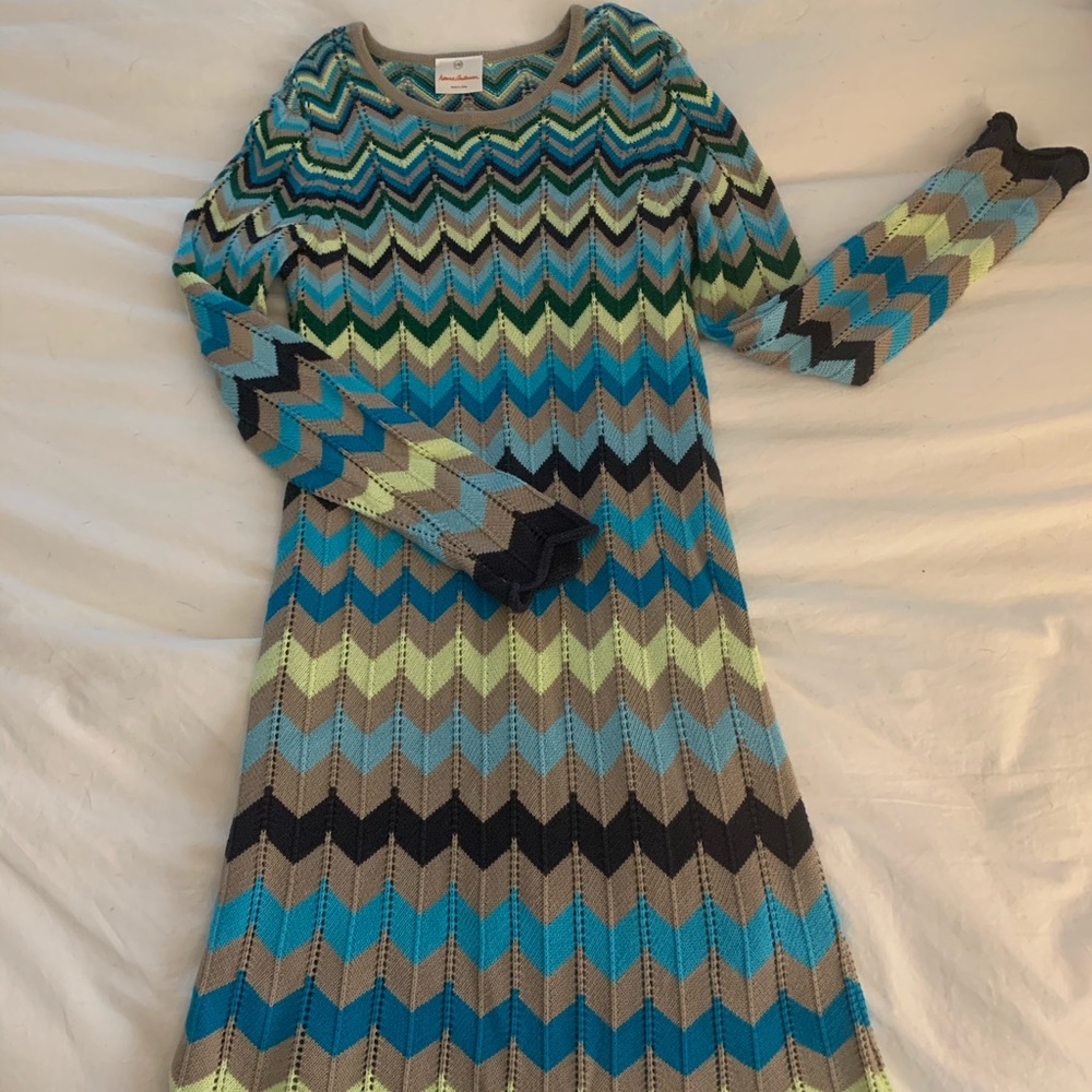 Hanna Andersson zigzag Missoni style sweater dress